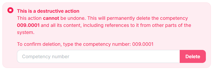 Confirmation prompt for a destructive action