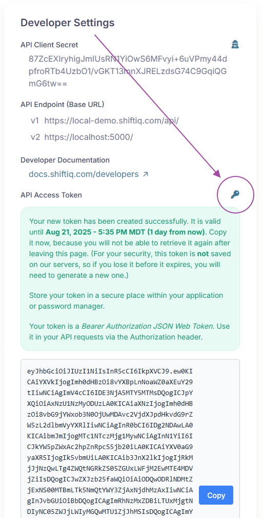 Generating an API access token