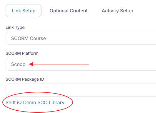 Choose Scoop as the SCORM platform