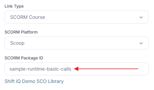 Paste SCORM Package ID