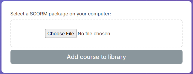 Upload SCORM package